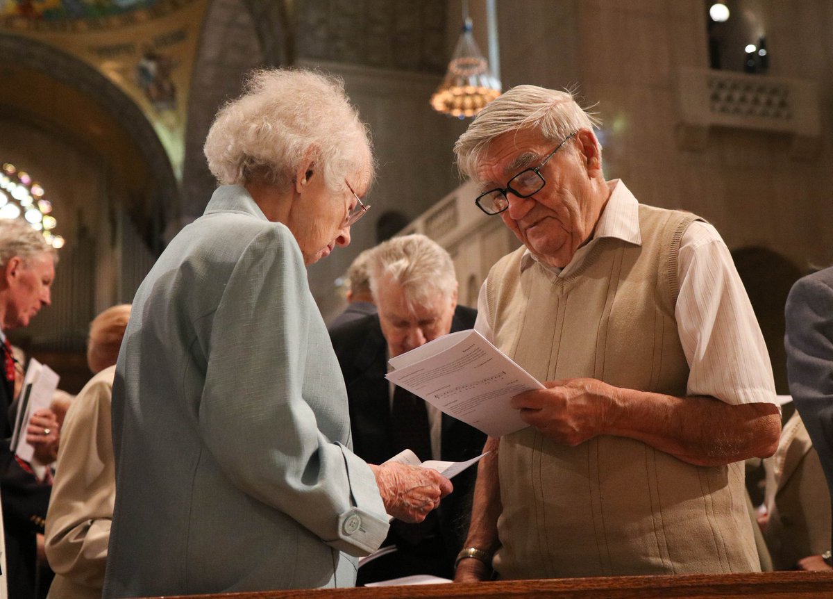 WashArchdiocese's tweet photo. Yesterday, more than 400 couples renewed their vows at the annual Jubiliarian Mass @MarysShrine. We give thanks for the #VisibleSign these couples provide of God's love and fidelity in the Sacrament of Holy Matrimony! More photos here: https://t.co/9FPd9fsl55 https://t.co/uk1RyTJfky