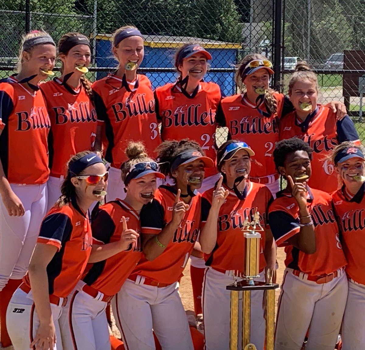 Proud of Abbey with 2 HR’s and helping her EC Bullets Coleman team to win the Powerball Tournament in New Jersey ( she’s #23 third from right back row) #proudcookieandpapu