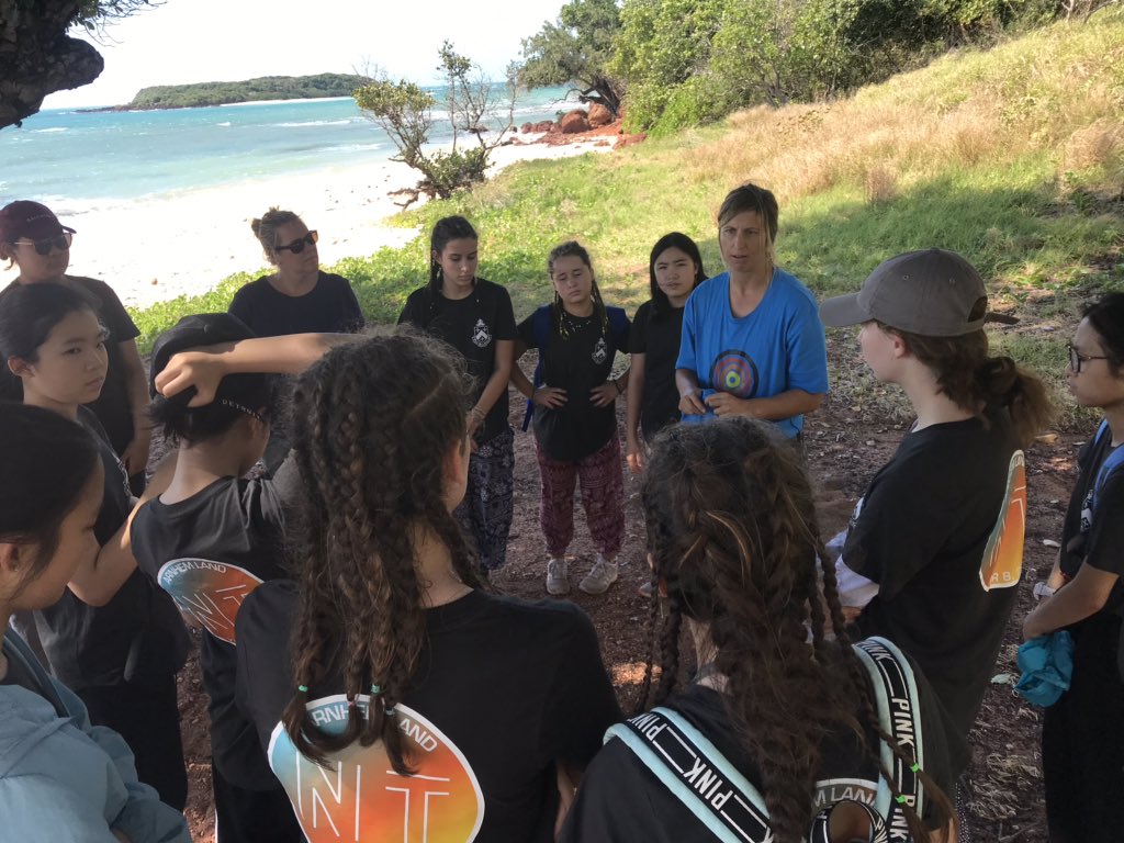 SallyCHill's tweet photo. Our Culture College leader Emily using the rubbish we collected as a teachable moment to reflect on our plastic use. #mggsinNT @MGGS_SouthYarra @Culture_College https://t.co/2WthcWF9hx