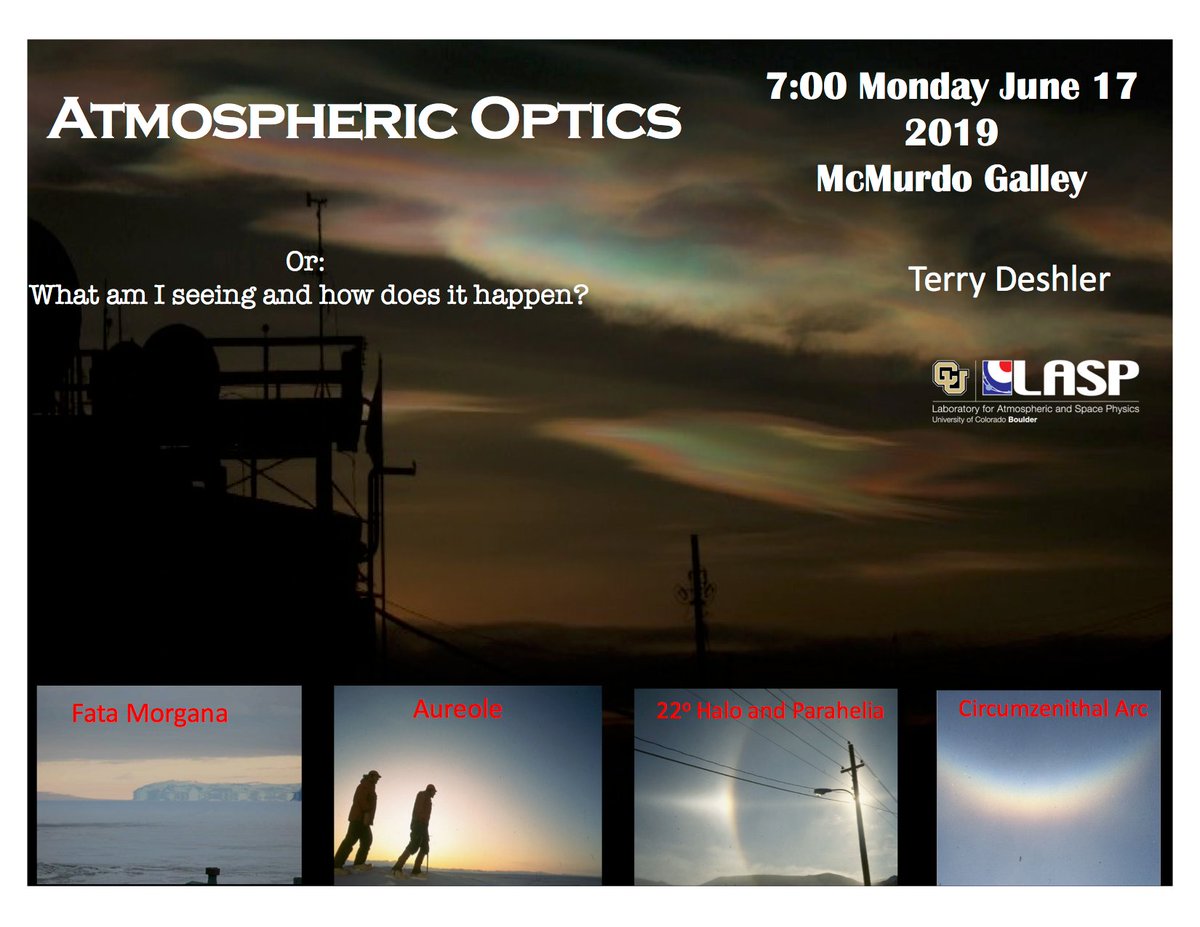 ScienceAspen's tweet photo. Less than 10 days with 3 flights to go! Strong winds aloft and a shifting #polarvortex has given us some time to work on other things. Dr. Deshler just gave an exciting seminar on atmospheric optics to an engaged and well informed McMurdo Station audience. https://t.co/Hvpw5dKDbZ