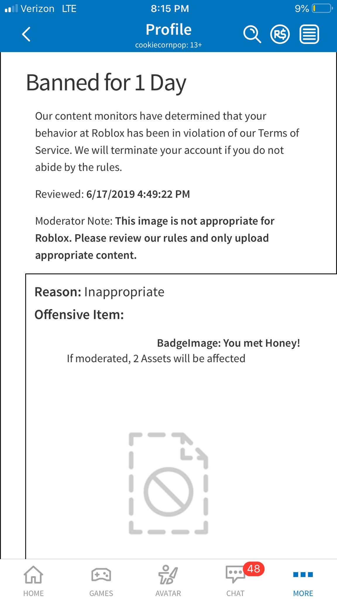 Cookie On Twitter Roblox Banned Me For A Day Because Of This Photo Roblox Are You Okay - poke on twitter my roblox account was banned httpstco