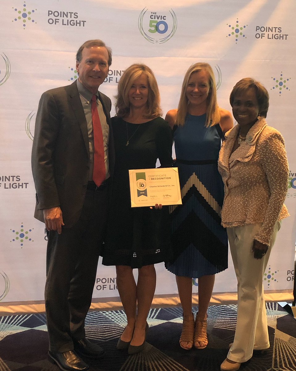 Casey_Cortese's tweet photo. On behalf of every Schwabbie, I couldn’t be more proud to accept the @PointsofLight #Civic50 award with colleague @papeamanda. This 3X recognition is proof that our culture of service is rich, authentic &amp; impactful. Can’t believe I get to live the #Schwab4Good  mantra every day! https://t.co/mFyyzdlMcs