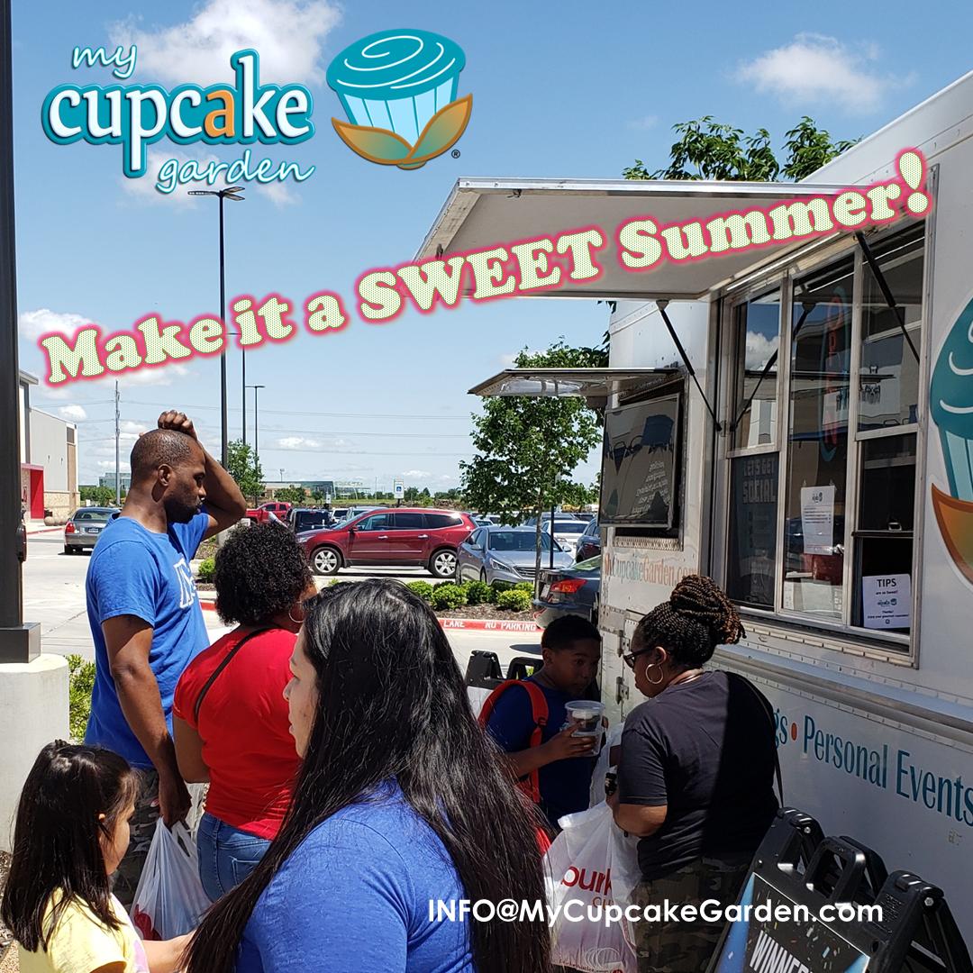 MyCupcakeGarden's tweet photo. Make it a SWEET Summer! 🌞😎
→ What time should we arrive at your company event? ⏲️
 
[#FoodTruck #CompanyEvent #DallasEventPlanner #DallasEvents #Cupcakes #DessertTruck #FunTimes] https://t.co/5HRciwaBii