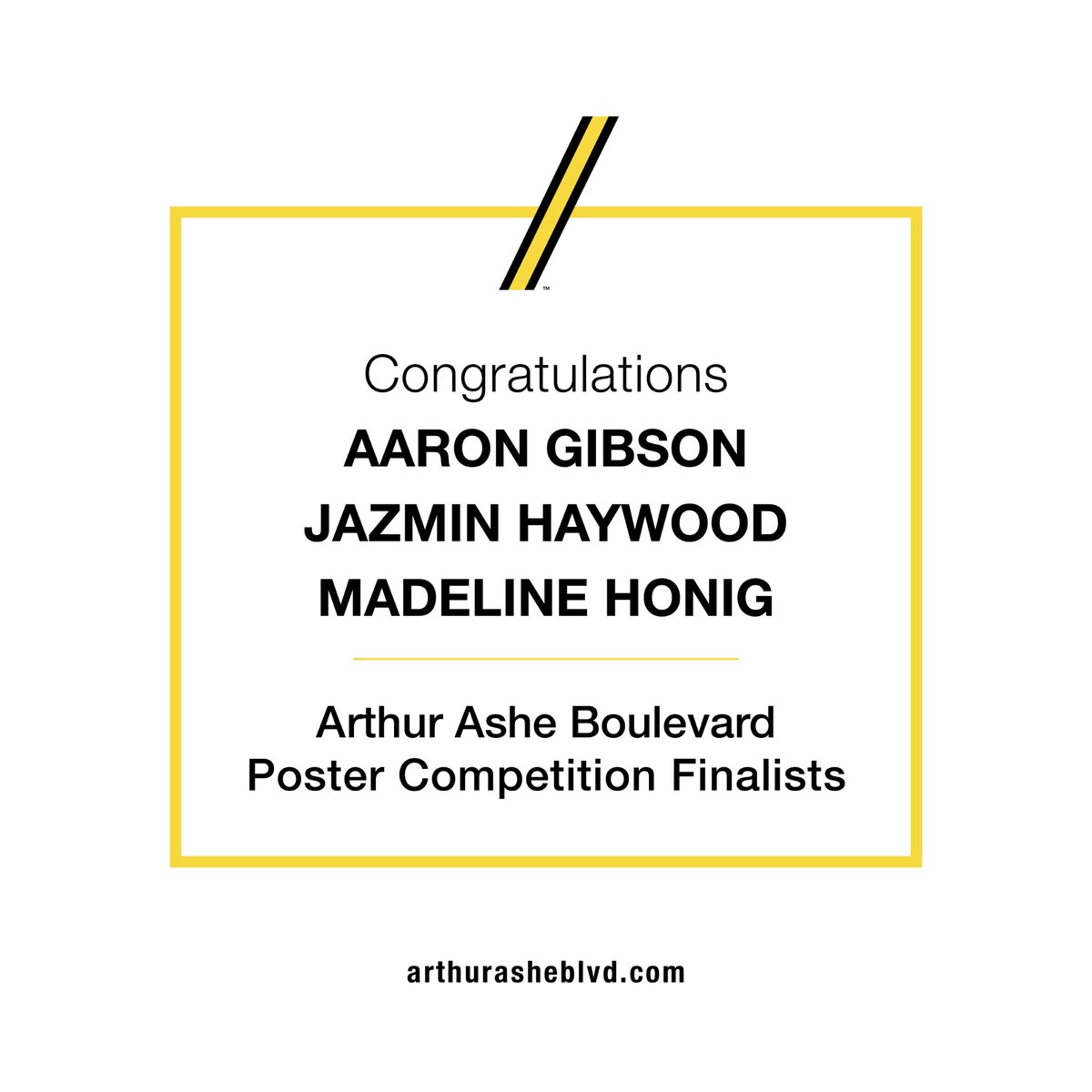 arthurasheblvd's tweet photo. CONGRATS @aaroncgibson Jaz Haywood Madeline Honig
Visit https://t.co/UBjqVNpw7z to see the final posters!

#aablvd #arthurasheblvd #arthurashe #rva #tennis #richmondva #richmondiscreative #AABLVDCelebrationKickOff #AABLVDPostercompetition #AABLVDFinalists https://t.co/OzoK1ODlv4