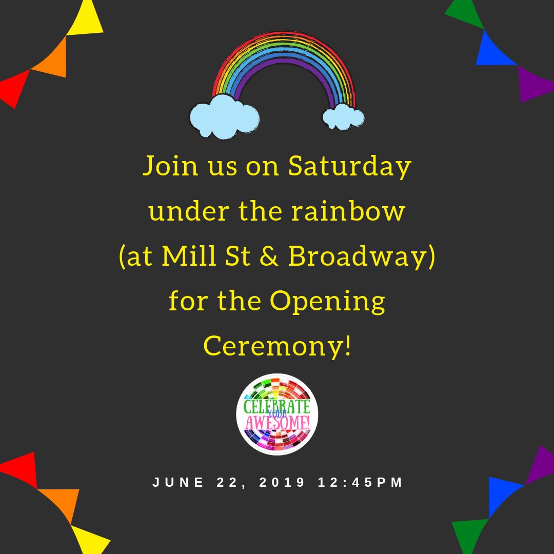 T-Minus 5 DAYS to go!!! Don’t miss the Opening Ceremony at 12:45pm        #celebrateyourawesome #pride #diversity #orangeville #dufferincounty #loveislove #onelove #undertherainbow