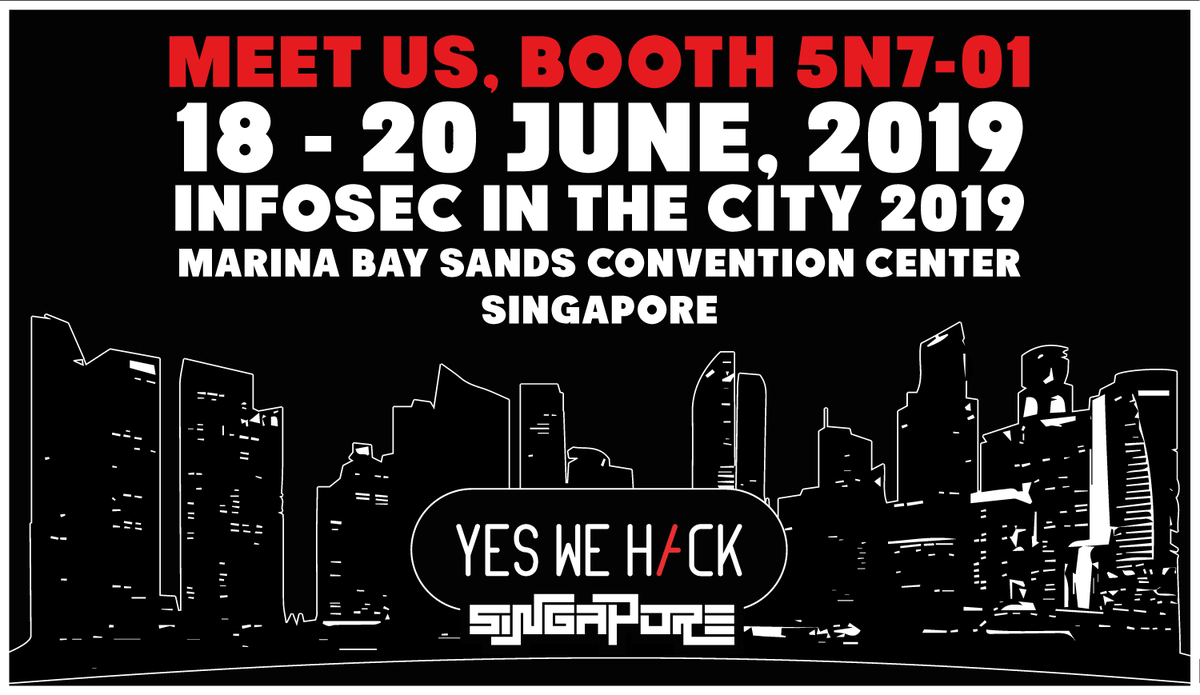yeswehack's tweet photo. Good morning Singapore ! Join us today at @Infosec_City ! Meet our team, get a product demo, grab your loot and challenges your skill on our #CTF ! #IICSG #IICSG2019 https://t.co/pLCmE7FGcG
