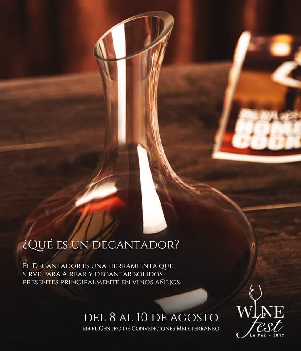El arte de decantar el buen vino🍷🍇

#𝗪𝗶𝗻𝗲𝗙𝗲𝘀𝘁2019 del 8 al 10 de agosto en el Centro de Convenciones Mediterráneo 
#LaPazMaravillosa

¡No te lo pierdas!!