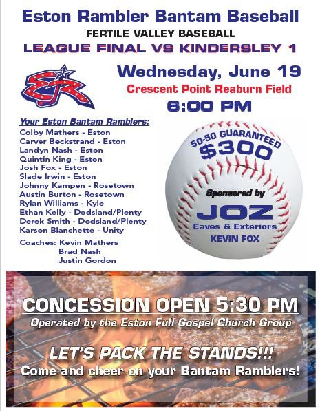 #FillTheStands this Wednesday 19JUN19 as the Bantam Ramblers take on Kindersley 1. #Concession #5050