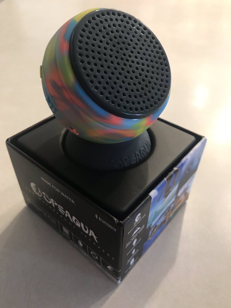 Black New Speaqua Barnacle Plus Waterproof Bluetooth Speaker with 4 GB Memory 