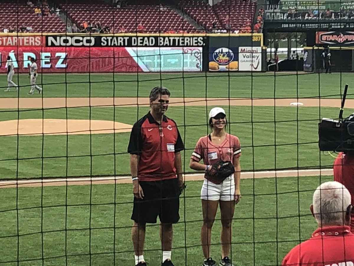 What an incredible night for one of our former #hardhatcrew @CNEAthletics . @olivia_bricker get to throw out the first pitch at the reds game as the @PennStationSubs athlete of the month. She also gets a picture in the booth with announcers Chris Welsh and Thom Brennaman