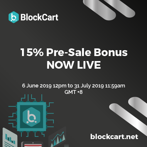 blockcart's tweet photo. 15% BCART Pre-Sale bonus now LIVE! From 6th June 12pm to 31 July 2019 11.59am GMT+8. Head to https://t.co/TkF2uOLQvT and participate now via Concordia! 🤩

#btc #eth #blockchain #crypto #platform #presale #sale #bonus #bcart #AI #ecommerce https://t.co/W8JNy8cFYQ