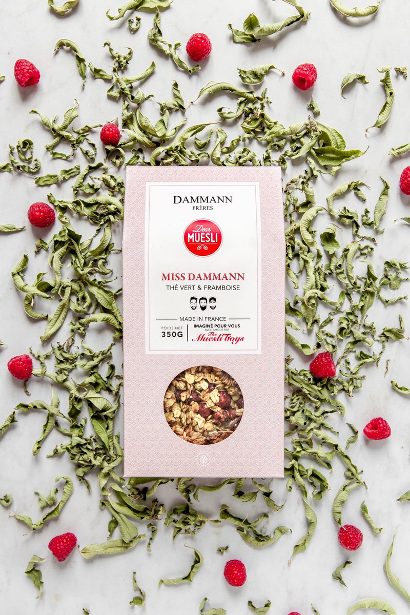 DearMuesli's tweet image. Découvrez notre granola au thé vert et à la framboise Miss Dammann, la toute nouvelle collaboration avec @DammannFr !