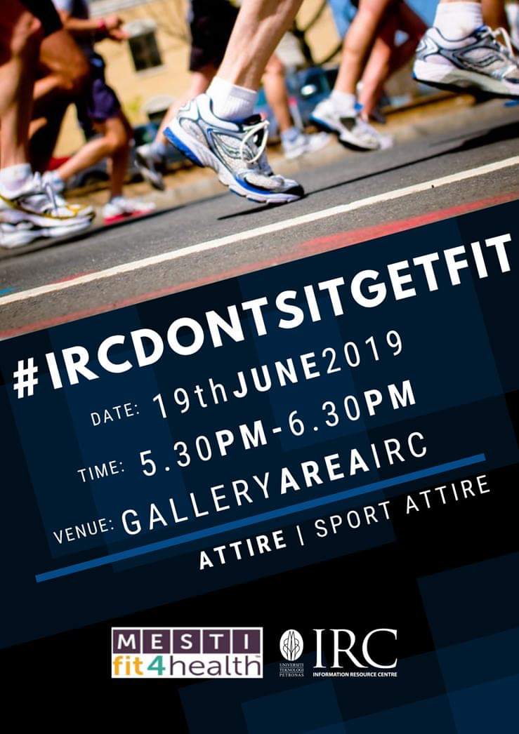 IRCUTP's tweet photo. >>>TOMORROW
IRC DONT SIT GET FIT πͺπͺπͺ
ποΈ 19 JUNE 2019, Wednesday
β° 5.30 pm - 6.30 pm
π IRC Gallery Area
Collect #IRCDONTSITGETFIT attendance coupon and GET REWARDED!!!
Mystery prizes for participants who completed #IRCDONTSITGETFIT monthly program!!!
#mestifit4health https://t.co/lZLLZXDKQL