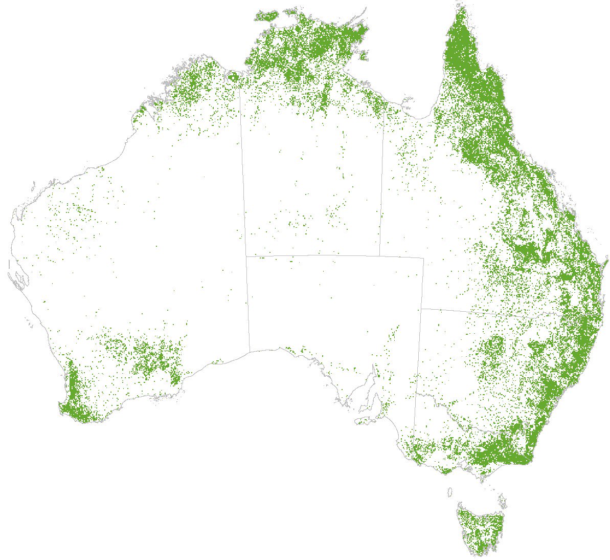 How much forest is in Australia? 113 Mha according to the new #TanDEMX forest cover map. Not far off the 'official' figure of 134 Mha (Australia's State of the Forests Report 2018)