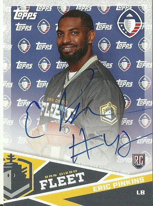 mindfinger's tweet image. Although initially a safety- the @AAFFleet listed @epinkins27 at linebacker. He posted 29 total tackles, .5 sacks, and a pass deflection in 6 starts during @theaaf 2019 season. (Thanks for the autograph Eric!)