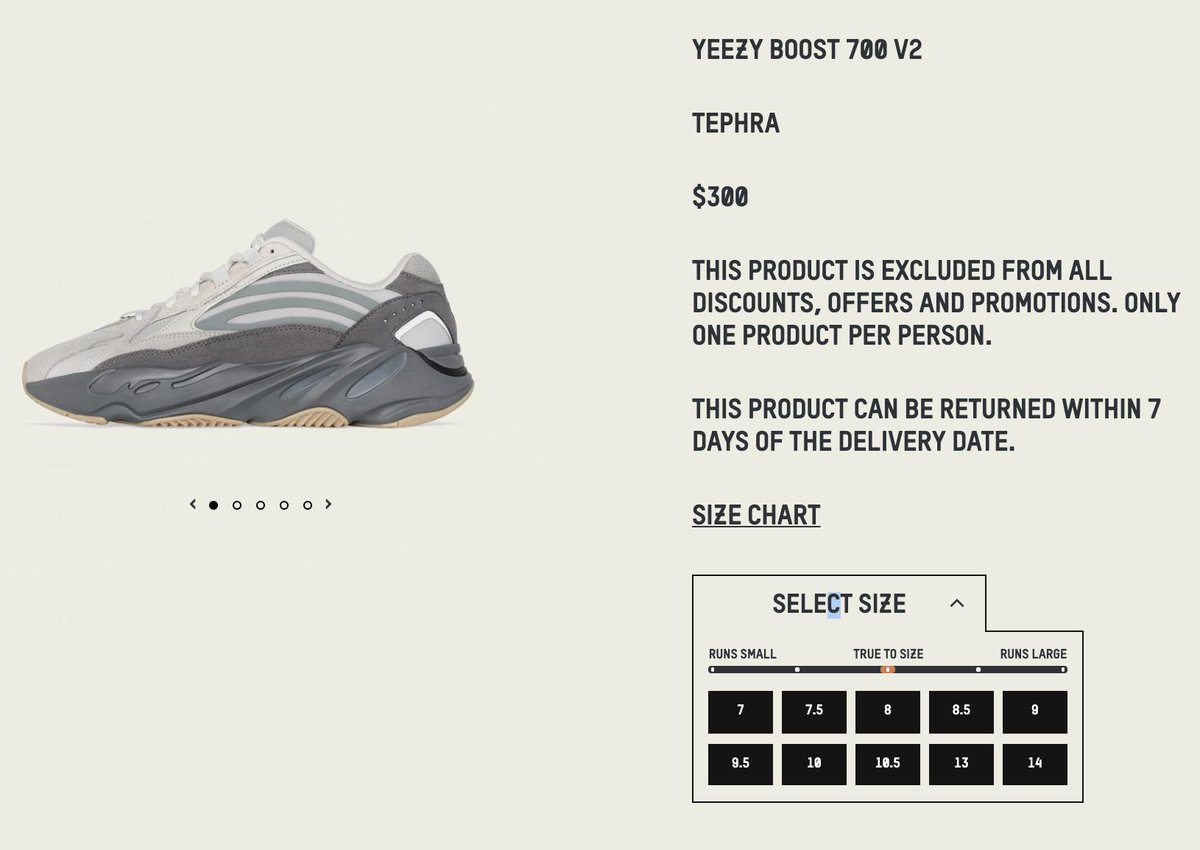 yeezy size chart 700