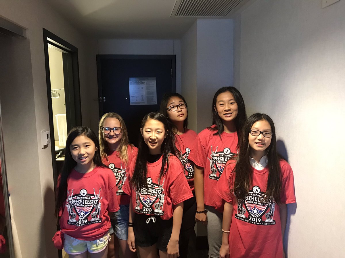 weiqiangw's tweet photo. Our middle schoolers are ready to take on #nats19 especially with the cool looking NSDA T-shirt. :) https://t.co/ocK0KsxWmY