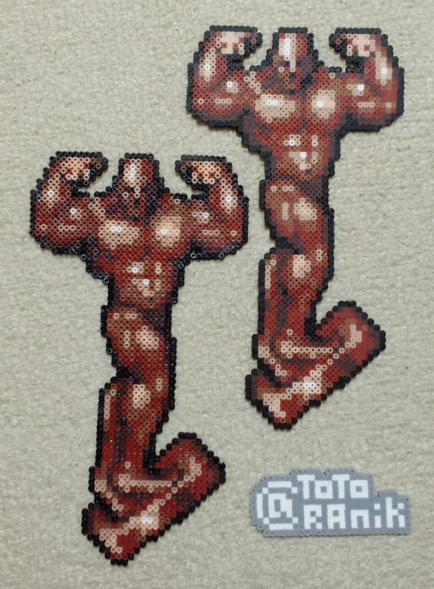 ととらに 星のカービィsdxより 坂を下るストーンカービィを作りました 今度はロッキーもいっしょ アイロンビーズ ナノビーズ 星のカービィsdx