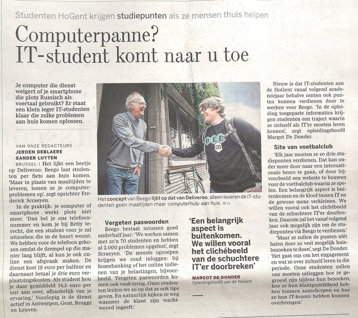 janschelstraete's tweet image. Studenten #toegepasteinformatica @Hogeschool_Gent helpen met de glimlach #maatschappelijkrelevant #talentvanhogent #toonaangevendondernemend @destandaard @Margot_DD