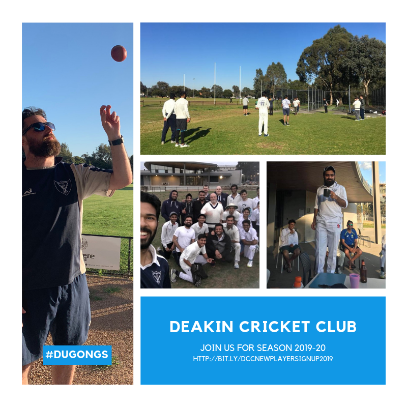 Live around Burwood? Study at #DeakinUniversity in #Burwood #Melbourne? Want to play #cricket? Signup &amp; join #DeakinCricketClub for season 2019/20 - bit.ly/DCCNewPlayerSi…

To stay updated on season 2019/20, follow us on facebook &amp; instagram!

#newdugongs #dugongs2019 #deakincc