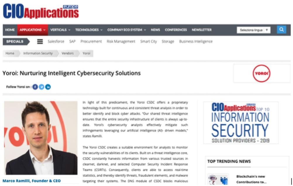 yoroisecurity's tweet image. Interessante intervista al nostro CEO, @Marco_Ramilli Ramilli su #CIOApplications Europe: bit.ly/2MPlAsz
#Cybersecurity #AI #Artificial_Intelligence #Cyber_Defense