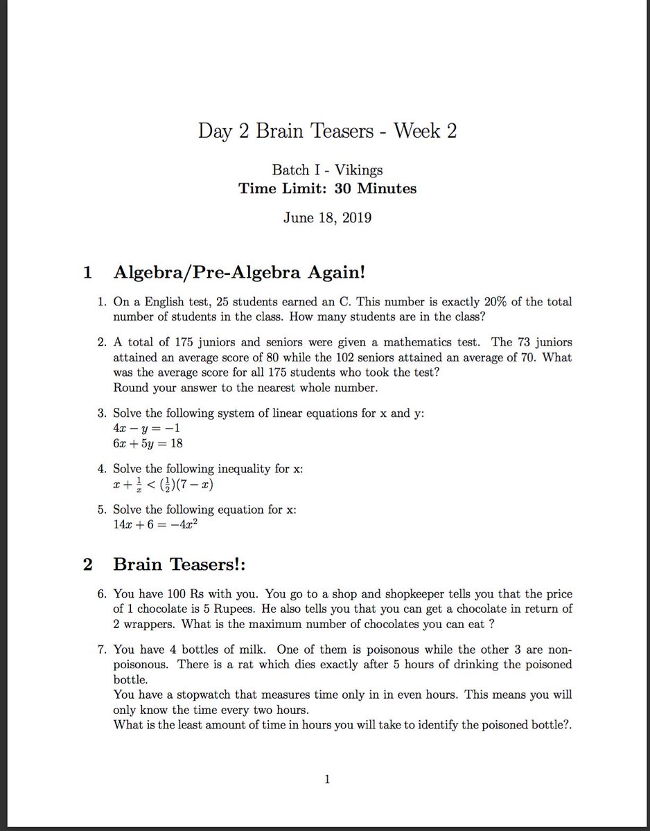 masaischool's tweet image. Brain Teasers of the day. Can you tell us the answer of 6 &amp;amp; 7 questions? 😀#140daysofcode #basicalgebra