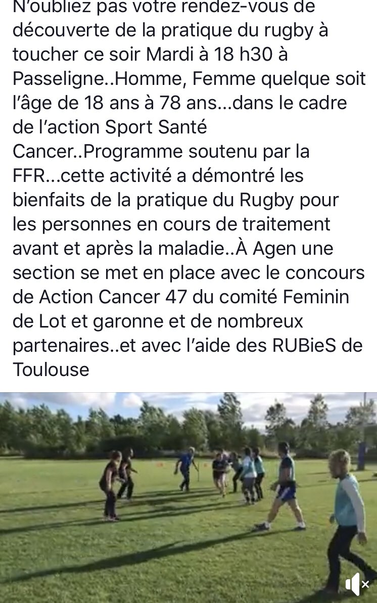 C’est ce soir pour le deuxième entraînement de la section Sport Santé Cancer avec Action Cancer 47 du comité Feminin.