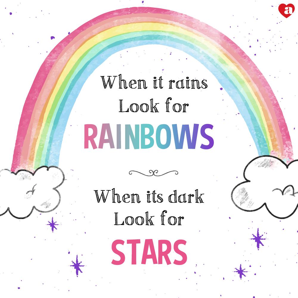 Archies_Online's tweet photo. When it rains look for rainbows. When it's dark look for stars. Tag Rainbow and Star of your life.
#ArchiesOnline #ExpressWithArchies #Rainbow #Stars #Motivation #Quote https://t.co/4PGN0zIQd0