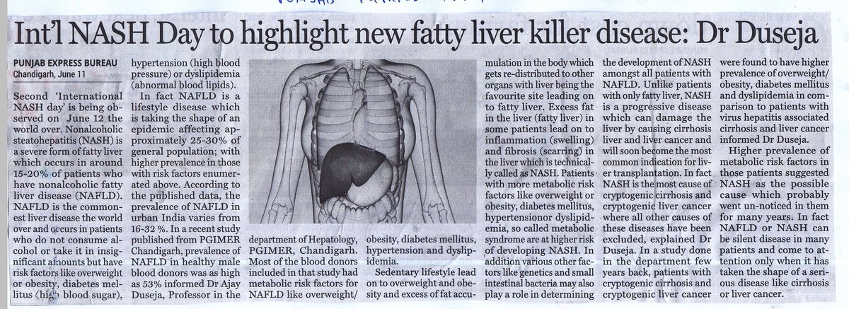 nash24x7's tweet photo. #NAFLD or #NonAlcoholicFattyLiverDisease is a lifestyle disease that is slowly taking the shape of an epidemic affecting atleast 25-30% of the general population , says Dr #AjayDuseja renowned Hepatologist ,PGIMER 👨🏼⚕️ #IntNashDay #NASHDay #NASH #NAFLD #LiverDisease @intNASHday https://t.co/5mFhY8ssMn