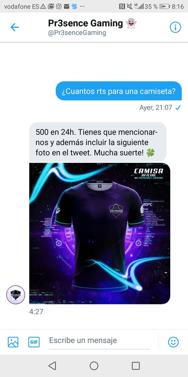 BroPlaYer85's tweet photo. No suelo pedir Rts, pero si llegamos a 500 en 24h @Pr3senceGaming me regala una de sus camisetas
Por cada rt dara un follow, me da igual tener que seguir a 500 personas. Gracias ❤️ https://t.co/BgsZhYdzK9