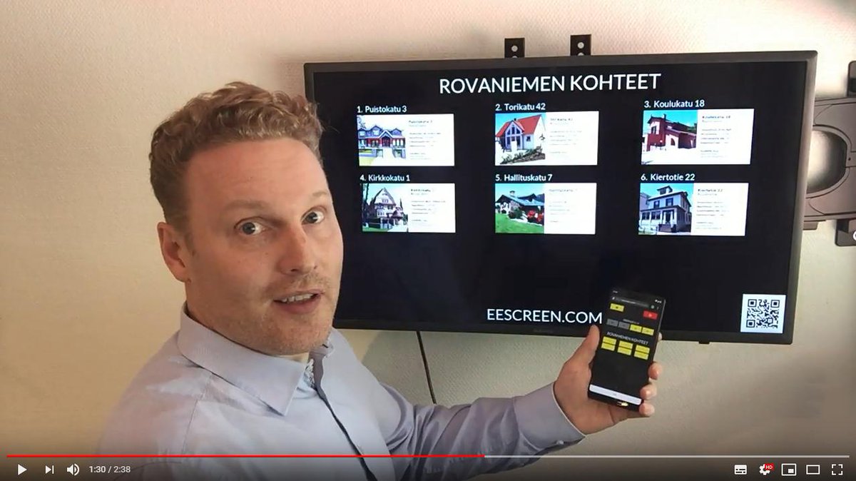 eeScreenCom's tweet image. Seuraavaksi tehdään tuki @Etuovicom KIVI-kiinteistönvälitysjärjestelmään.

Kohteet päivittyvät automaattisesti eeScreen interaktiiviseen näyttöön, ohikulkijoille selattavaksi!

#kiinteistönvälitys #lkv #mainosnäyttö #infonäyttö #digitalsignage