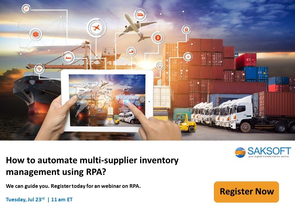 SaksoftLtd's tweet photo. How to automate multi-supplier inventory management using RPA? https://t.co/gD4juawmWM  #inventorymanagement #webinar #RPA #Retail #inventorycontrol #inventorymanagement #inventory #automate #logistics #SupplyChain https://t.co/pi87R20m5x