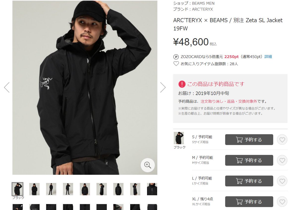 ARC'TERYX × BEAMS / 別注 Zeta SL Mサイズ 19fw buceomalpica.com