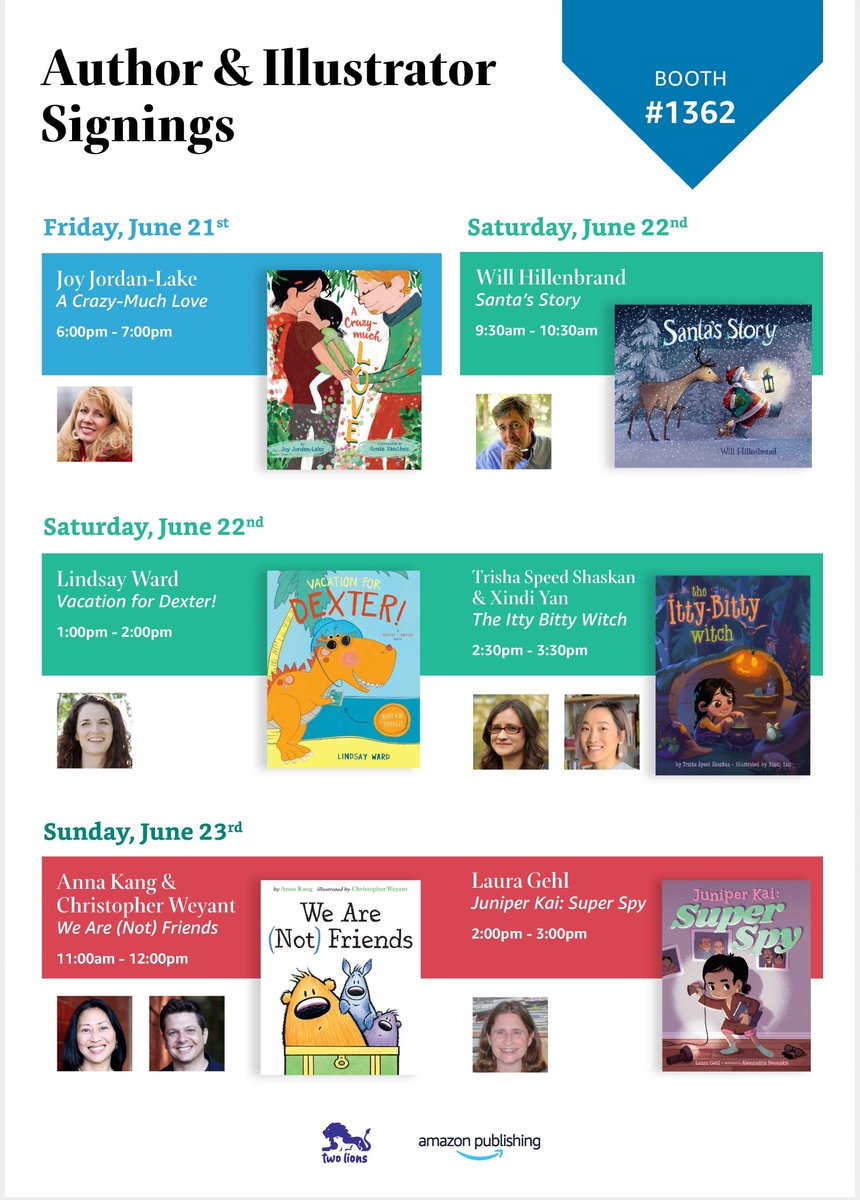 Kelsey Skea (@kelseyskea) on Twitter photo Headed to #alaac19? Stop by <a href="/AmazonPub/">Amazon Publishing</a> booth 1362 for #picturebook signings with @annakang27 <a href="/ChristophWeyant/">Christopher Weyant</a> @joyjordanlake <a href="/WillHillenbrand/">Will Hillenbrand</a> <a href="/lindsaymward/">lindsaymward</a> @TrishaSShaskan <a href="/xindiyanart/">Xindi Yan Art</a> <a href="/AuthorLauraGehl/">Laura Gehl</a> #librarians #kidlit #TwoLions Headed to #alaac19? Stop by <a href="/AmazonPub/">Amazon Publishing</a> booth 1362 for #picturebook signings with @annakang27 <a href="/ChristophWeyant/">Christopher Weyant</a> @joyjordanlake <a href="/WillHillenbrand/">Will Hillenbrand</a> <a href="/lindsaymward/">lindsaymward</a> @TrishaSShaskan <a href="/xindiyanart/">Xindi Yan Art</a> <a href="/AuthorLauraGehl/">Laura Gehl</a> #librarians #kidlit #TwoLions