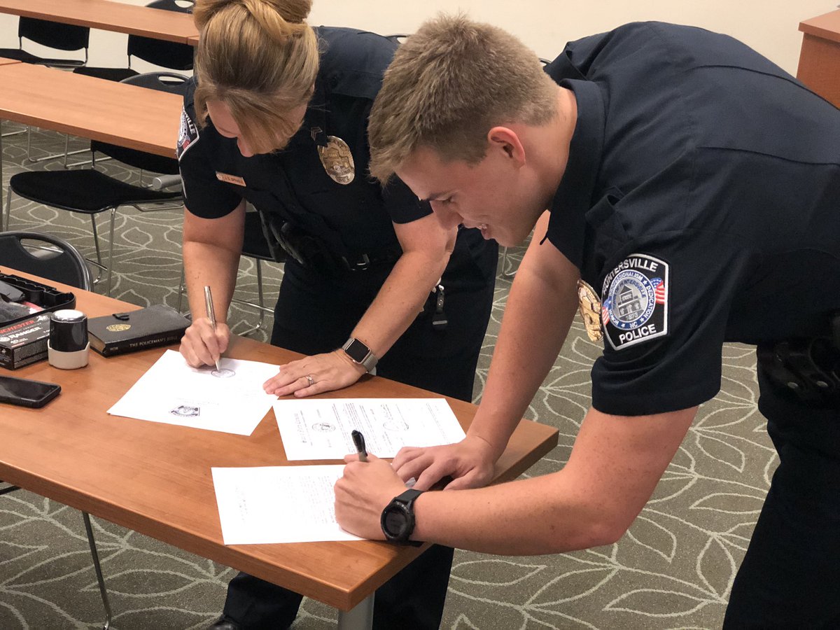 HuntersvillePD's tweet photo. Last night, Logan Ruperto officially became Officer Ruperto and will now begin his field training phase! #BabyCop #OfficerInTraining #TheHardWorkContinues #HuntersvillePD https://t.co/uzc2BKpkIg
