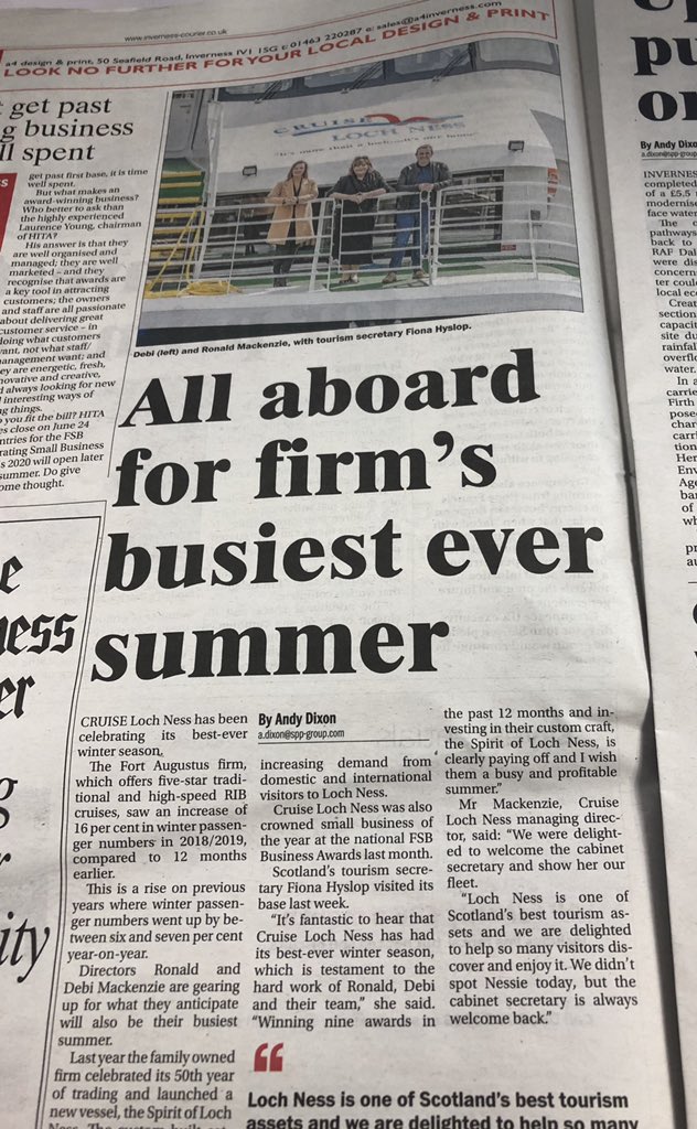 HIThistleAwards's tweet photo. 2018 HITA winners @nessiehunter are in the @InvCourier too 👏 👏 👏 https://t.co/hHDKarhhJd