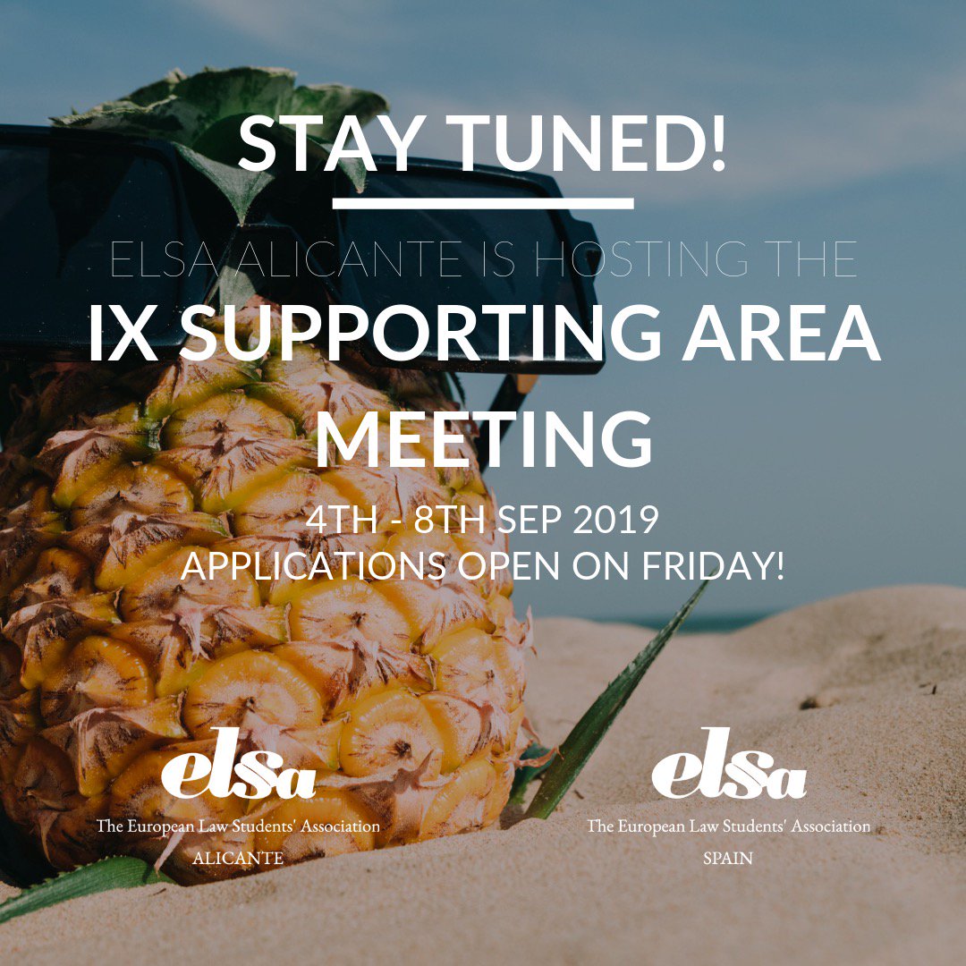 ELSA_Spain_'s tweet photo. ELSA Alicante is proud to announce its appointment as hosting group of the 9th ELSA Supporting Area Meeting, which is taking place in the city of Alicante from the 4th to the 8th of September 2019 
All the information on our official website https://t.co/BOIi9Nmurj https://t.co/1r2RiFK9tr