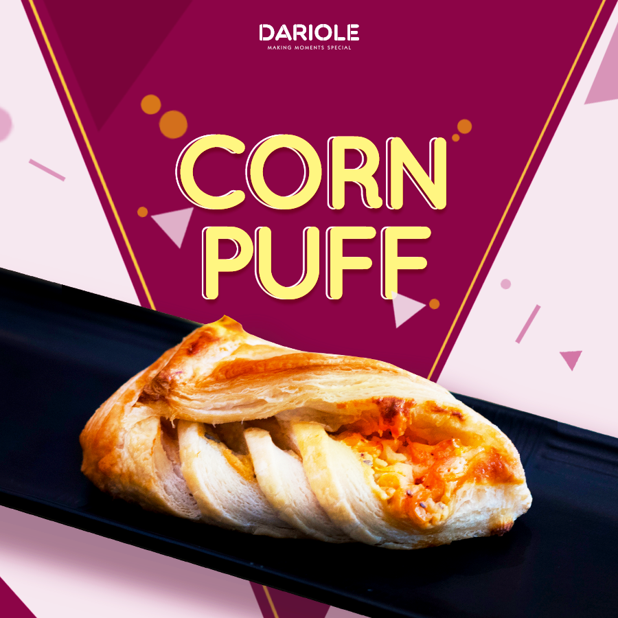 DarioleIndia's tweet photo. Delicious puffs stuffed with appetizing corn. For your small hunger pangs drop in at Dariole today!
#Dariole #CornPuff #Savouries #Puff #Bakery #Confectionery #Corn https://t.co/oiFe1T85gE