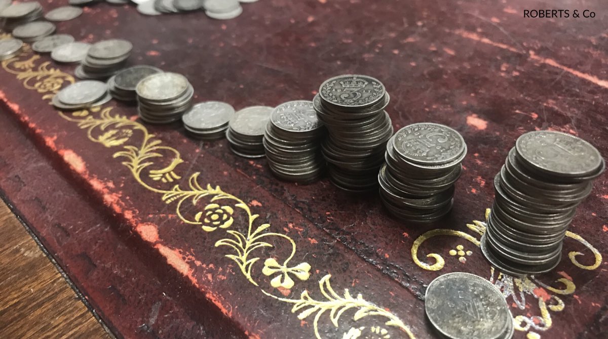 Roberts_London's tweet photo. Grading & dating a collection of antique English silver coins. Some of these will be made into jewellery for our store - new pieces coming soon! #coinsilver #coinjewellery #coinjewellery #silvercoins https://t.co/GeriDkP9ji