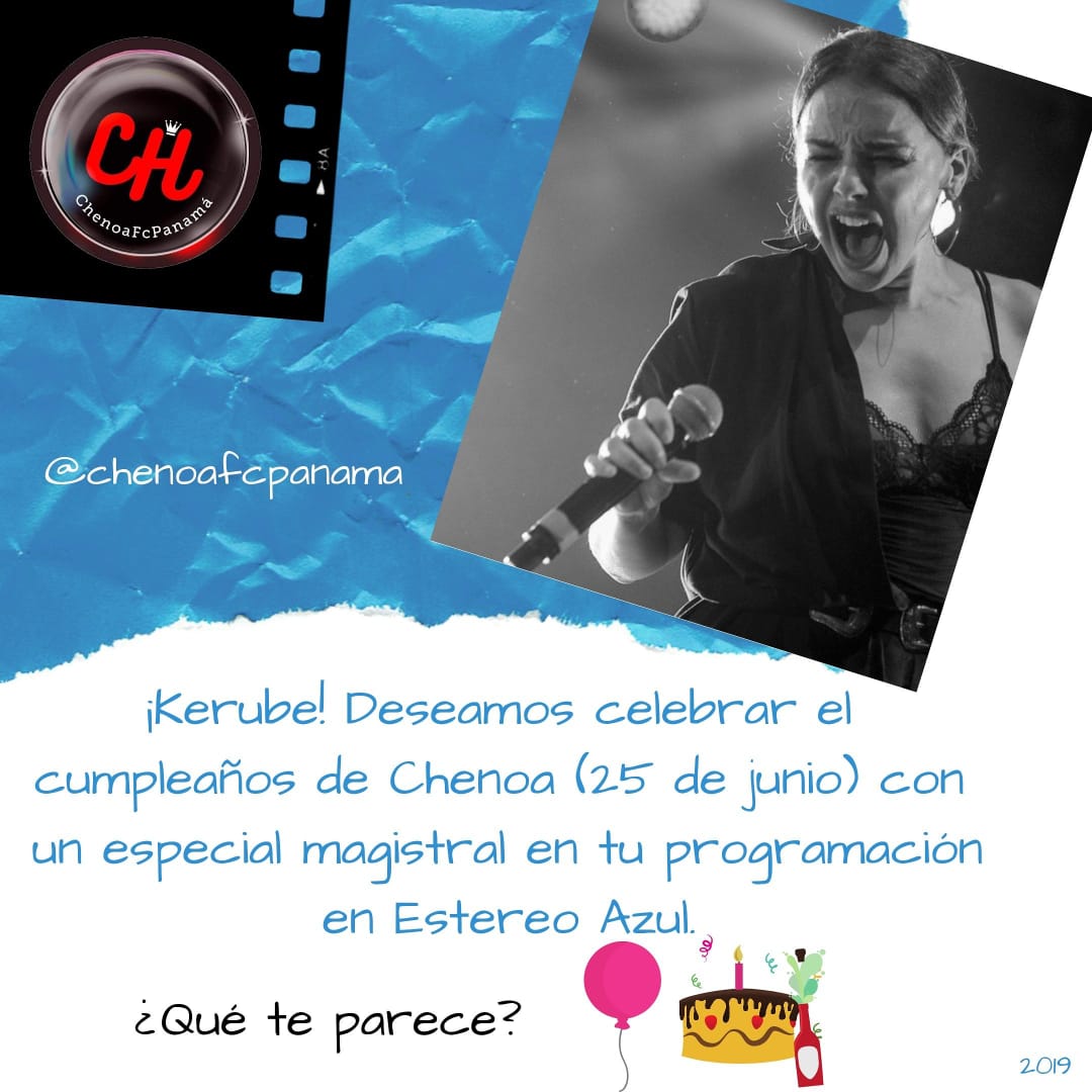chebispanama's tweet photo. ¡Querida Keru @KerubeD! Las y los #Chebis nos unimos a la petición de @ChenoaFCPanama para celebrar el cumpleaños de @chenoa (25 de junio) con un especial magistral en tu programación en @estereoazulfm. ¿Qué te parece? 🙋‍♂️🙋‍♀️🕺💃🤗❤🥳 #chenoa #ChenoaenPanama #ChenoaFanClubPanama https://t.co/0fyC6cE6s4