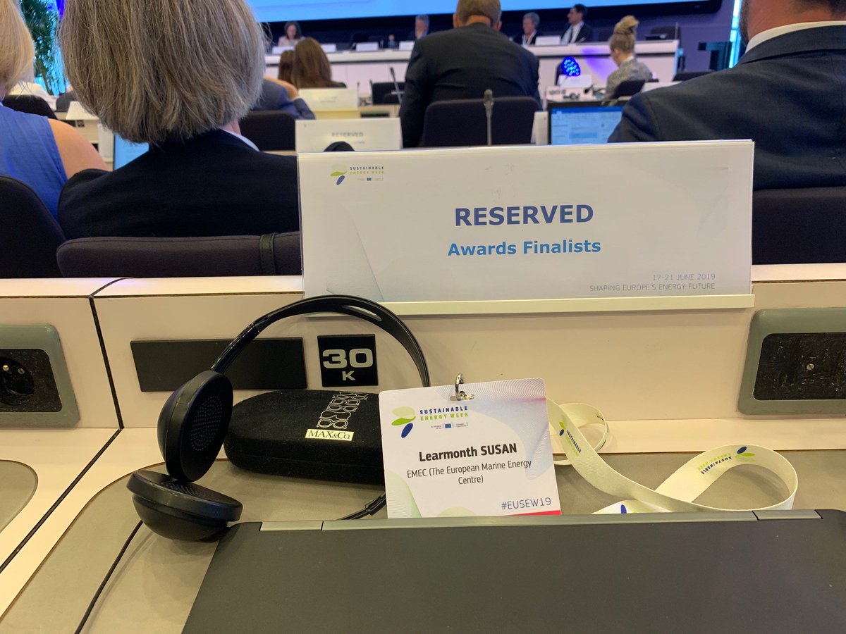 EMEC_Ltd's tweet photo. Today is the day! We are @euenergyweek in Brussels representing @INTERREG_NWE #FORESEA and eagerly awaiting the results of the Citizen's Awards this morning #oceanenergy https://t.co/sBUVzAUrEe