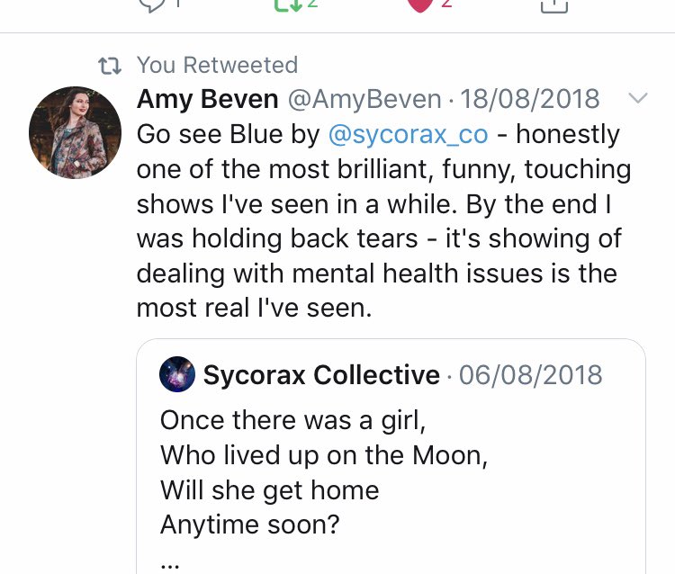 sycorax_co's tweet photo. Just some of the amazing comments from our audiences last year! 💙😍🦞🍋🌙
Come meet #BLUE! 
@OffBeatOx - 22nd June
@LandUTheatre - 30th June/1st July
🎟⬇️
https://t.co/bG0Wt3Wvmb
.
#onewomanshow #clown #mentalhealthawareness #acefunded #theatre #London #Oxford #stage #Offbeat19 https://t.co/p7rhPdqKGK