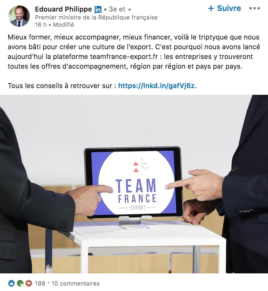 On est hyper fiers ! 
1. Déjà, d'accompagner <a href="/businessfrance/">Business France</a> et la Team France Export au design et à la réalisation de la plateforme teamfrance-export.fr
2. De voir le projet mentionné par @EPhilippePM himself ! 😃🥳 swll.to/NbKTm
Merci à tous ! #servicepublic
