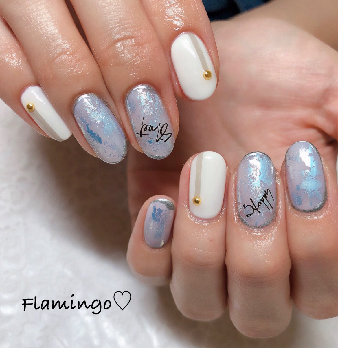 Foil×line❇️ . ネイル ニュアンスネイル ホイルネイル