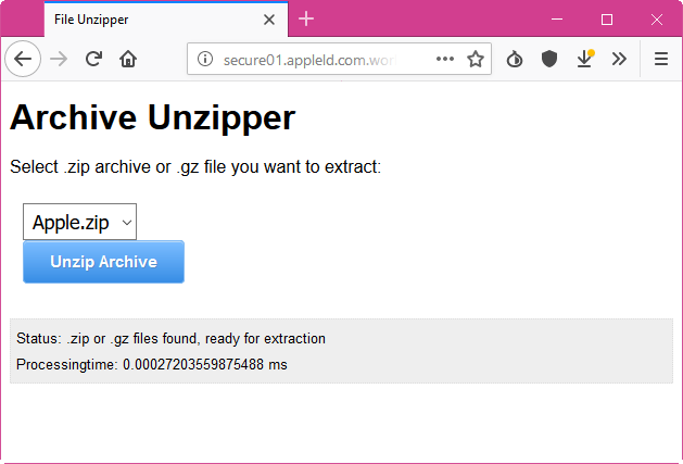 This is a rare phenomenon but it happens. Somebody implemented an 'Archive Unzipper' for the zipped phishing kit.
#phishing