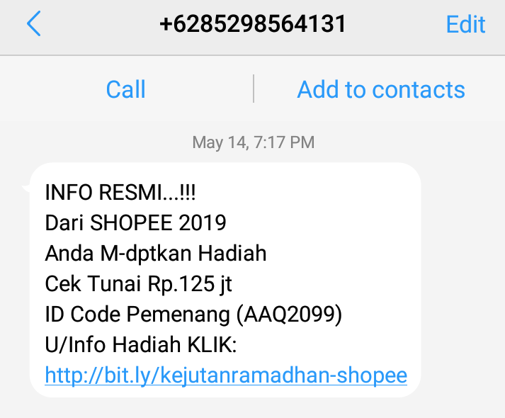 divagathaz's tweet photo. @aduanBRTI tolong diblokir nomor2 yg mengirimkan pesan spam seperti ini https://t.co/Ry3r5hYtNo
