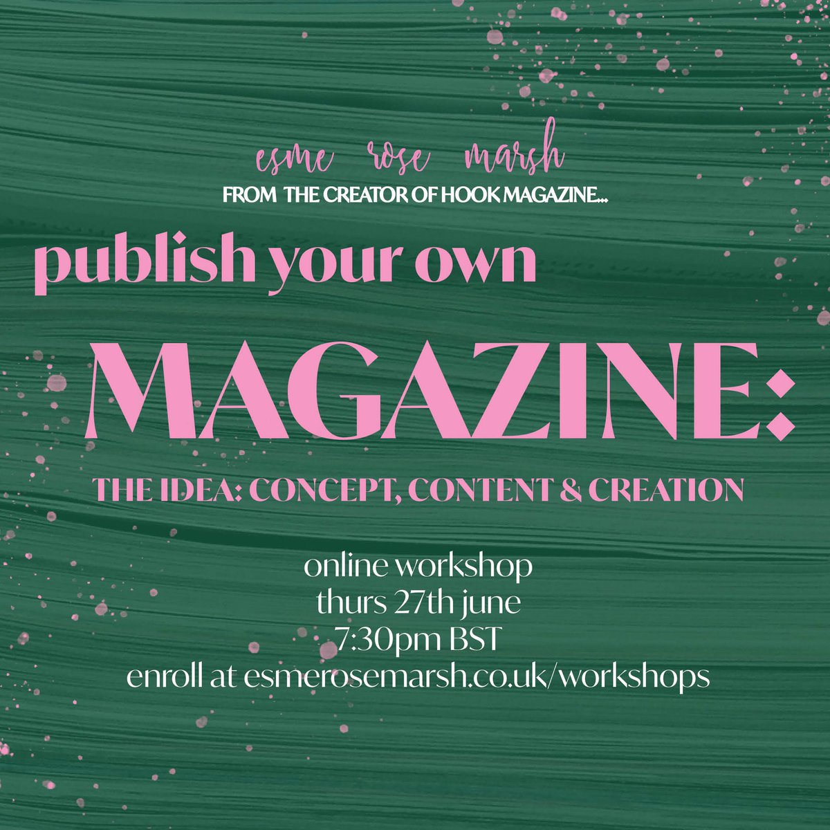 Mag lovers!!! You don’t wanna miss this online workshop (&amp; it’s the last day to book early bird tickets): esmerosemarsh.co.uk/publish-your-o… 🎟✨