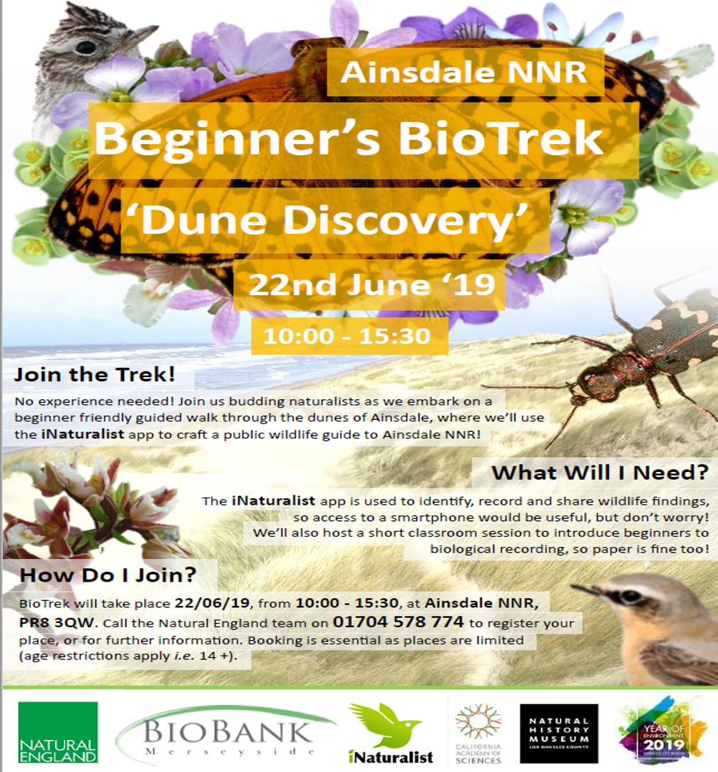 tag_smyth's tweet photo. Want to know more about what lives in our sand dunes? 
Join the dune discovery BioTrek this weekend @AinsdaleNNR 
#dunes #ecology #biotrek #naturalist https://t.co/5c9CCCOqoE