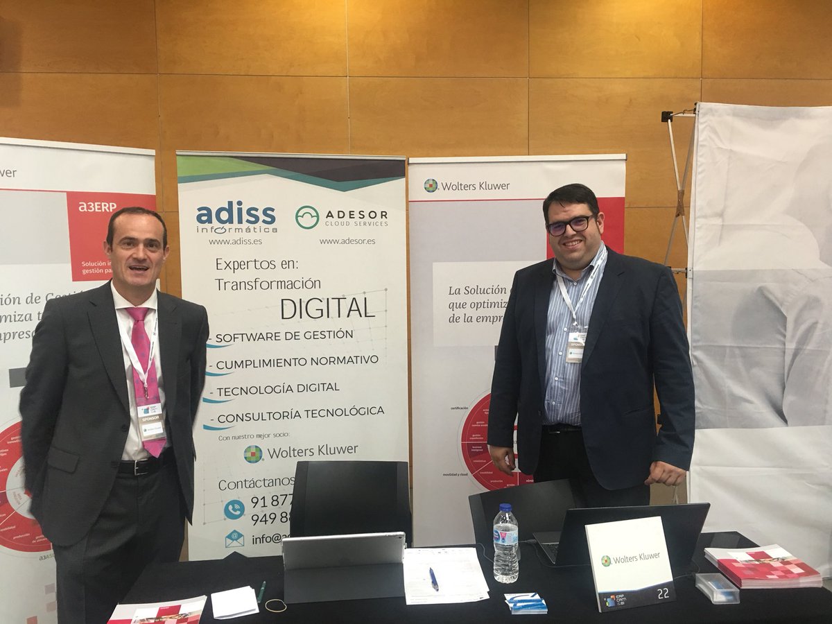 JaumeBarris's tweet image. En la #FeriaERPCRMBI de Madrid y con nuestro distribuidor Gold @ADISSInforma representando a #wolterskluwer y presentando #a3ERP