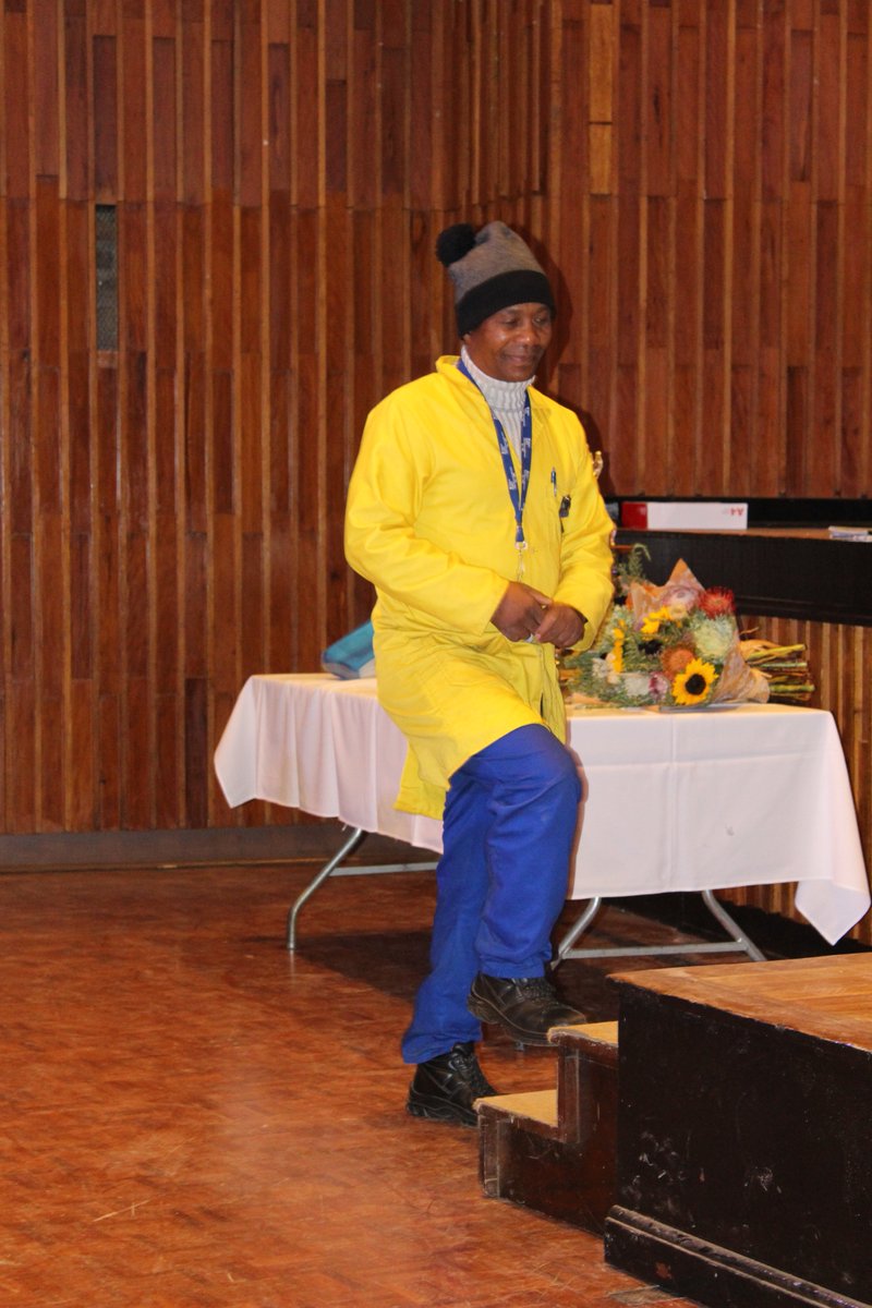 DSJ_School's tweet photo. #Basar19 was a very special event for Maintenance Staff Team Leader Joseph Moiloa, as he celebrated his 20th Schulbasar. Joseph was recognised for reaching this milestone at Friday’s assembly. https://t.co/wZRAZbFBuS